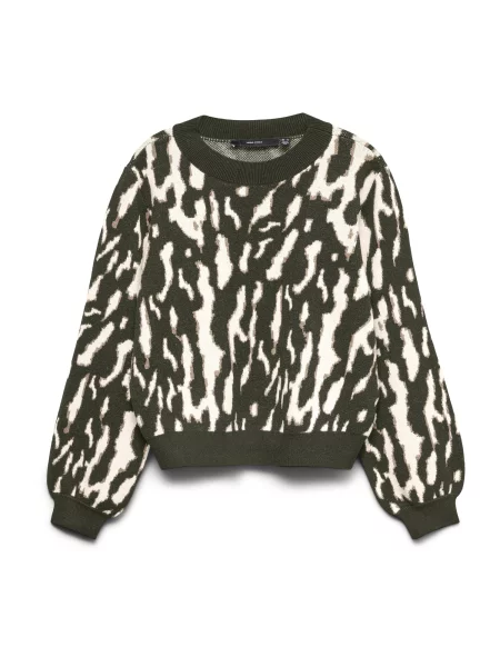 VERO MODA Pulover VMNANCY gri taupe / verde pin alb