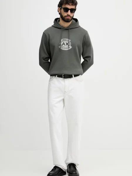 Armani Exchange pulover s kapuco zelena