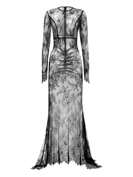 Długa sukienka maxi Lika koronkowa garniturowa czarna