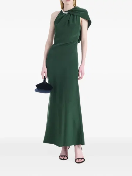 Rochie maxi Altuzarra cu umerii deschiși verde