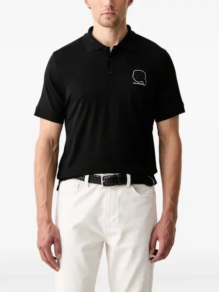 Tricou polo Karl Lagerfeld cu autograf negru