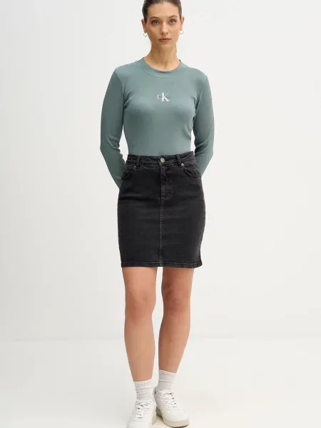 Tričko s dlhým rukávom Calvin Klein Jeans zelená