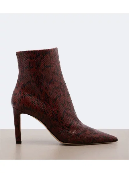 Usnjene čevlji do gležnjev Jimmy Choo s kačjim vzorcem rjava