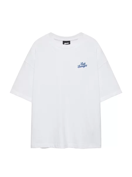 Pull&Bear Tricou SUMMER PEACH' alb