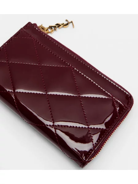 Kožená lakovaná peňaženka Saint Laurent vínová