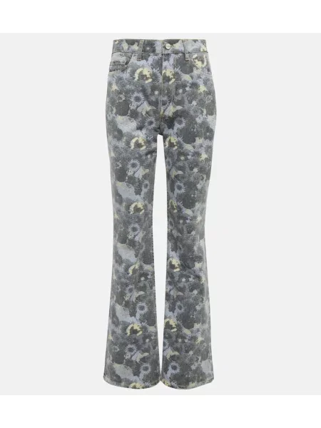 Blugi evazați Ganni cu imagine albastru