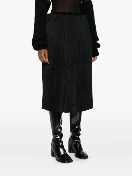 Fusta plisata Comme Des Garçons plisată până la genunchi negru