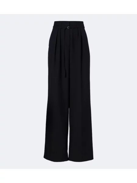Cu centură pantaloni Dries Van Noten de lână negru