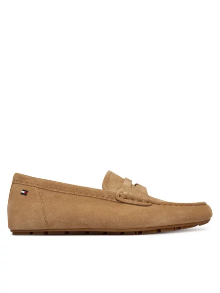 Tommy Hilfiger Μοκασίνια Flag Soft Suede Driver Loafer καφέ