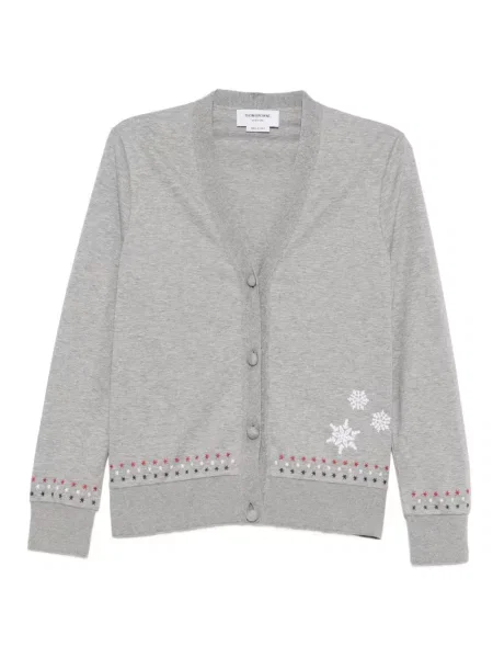 Cardigan Thom Browne cu broderie gri