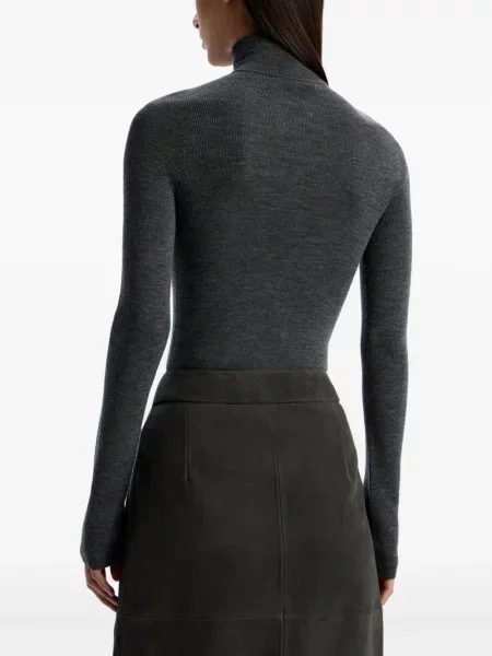 Pulover cu guler înalt heláncă 12 Storeez cu nervuri gri