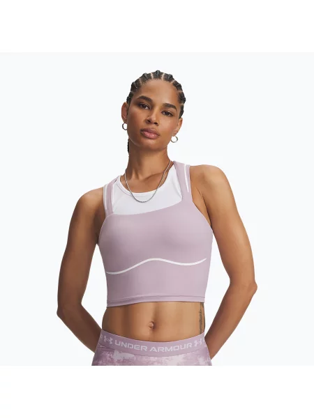 Дамска тренировъчна тениска Under Armour Meridian Contour Tank mauve pink/white/mauve pink бяло