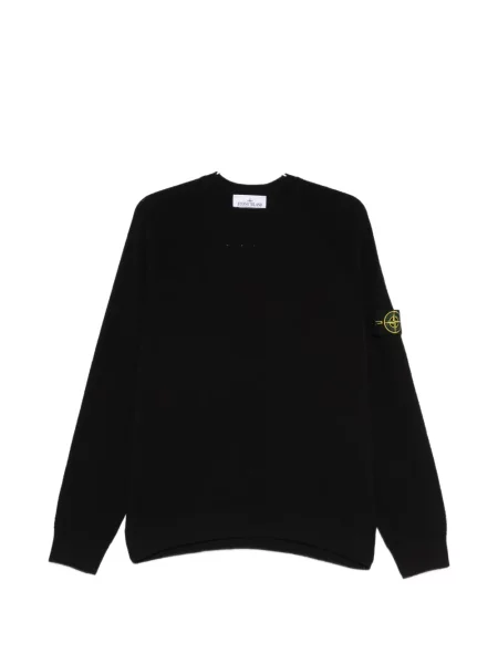 Pulover Stone Island cu decolteu rotund cu strasuri negru