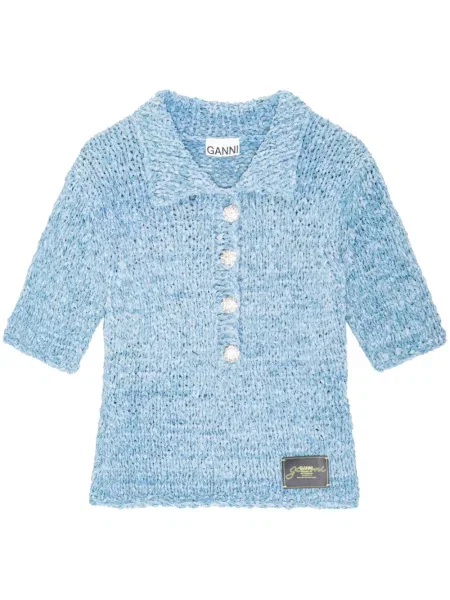 Polo Ganni tricotate albastru