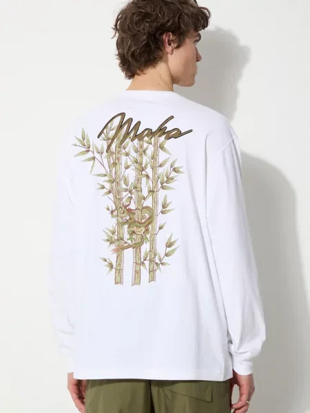 Tricou mânecă lungă Maharishi din bambus alb