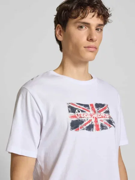 Koszulka Pepe Jeans Clag krótki rękaw niebieska czerwona XXL biała