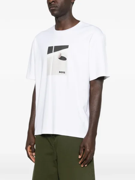 Tricou Boss cu imagine alb