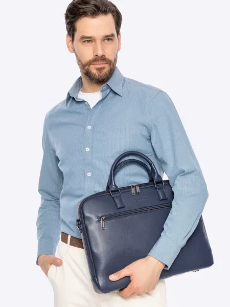Torba na laptopa z imitacji skóry granatowa