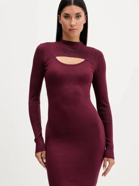 Karl Lagerfeld Jeans sukienka mini dopasowana bordowy