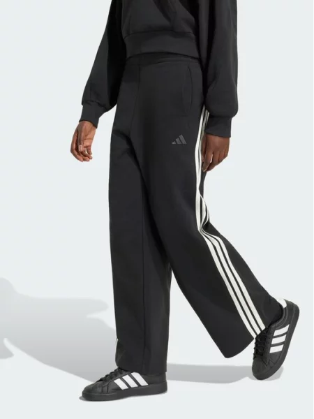 Adidas Pantaloni trening Negru Wide Fit alb