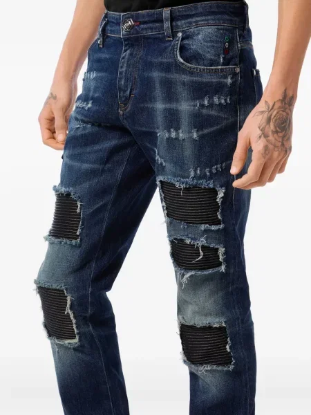 Blugi Philipp Plein zdrențuiți albastru