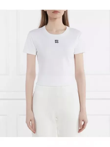 HUGO Tricou Delanor alb