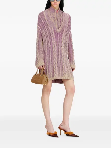 Rochie mini Diesel tricotate cu decolteu în V violet