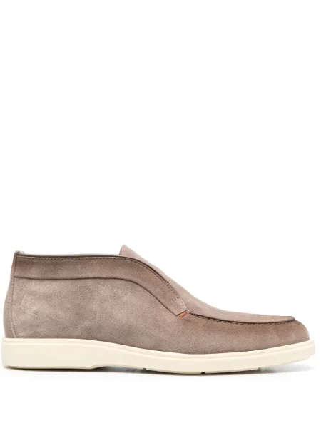 Botine Santoni din piele de căprioară slip-on maro
