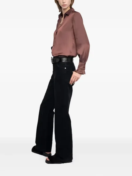 Top Zadig&voltaire cu volane lung maro