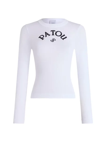 Lung tricou Patou cu imagine alb