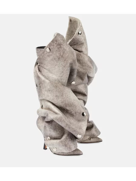 Kožené cvaknutí kozačky Y/project šedé