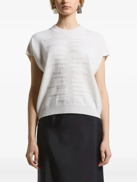 Tricou Peserico tricotate scurt alb