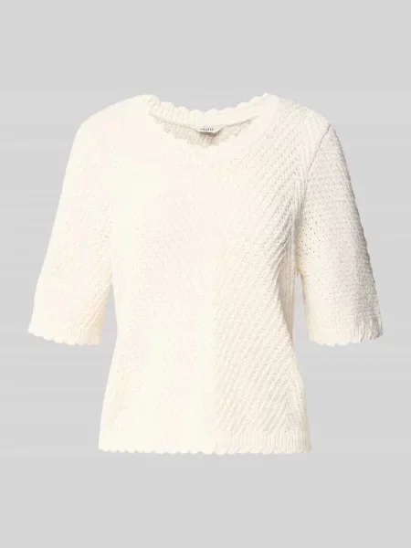 Koszulka z dzianiny z rękaw o dł. model Carla' Mbym biała