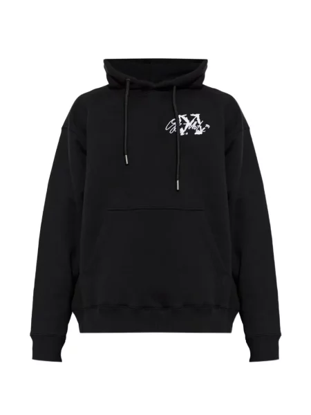 Hanorac cu glugă Off-white cu imagine cu cordon alb