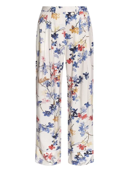 Pantaloni Munthe cu model floral cu imagine alb