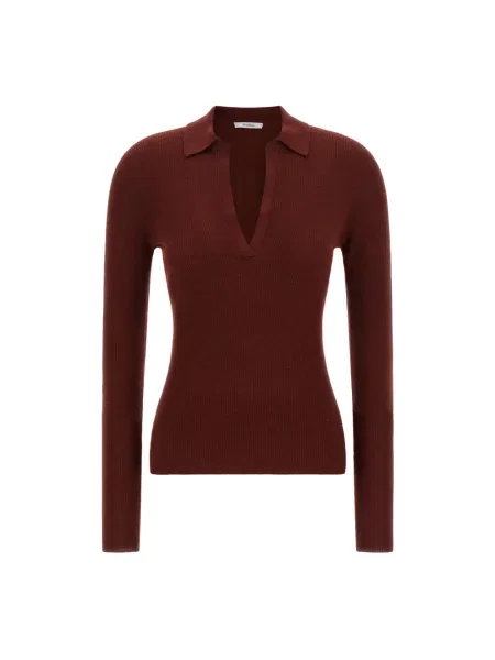 Lniana koszulka polo Max Mara czerwona