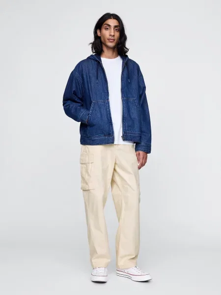 Pantaloni cargo Gap cu model herringbone