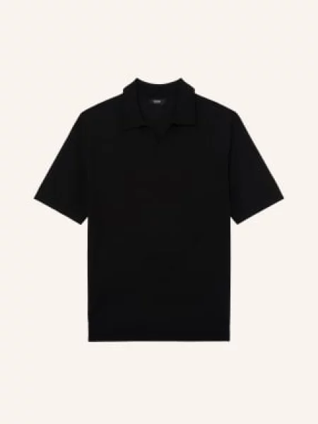 Reiss Pletené Polo Tričko Duchie Z Merino Vlny černá