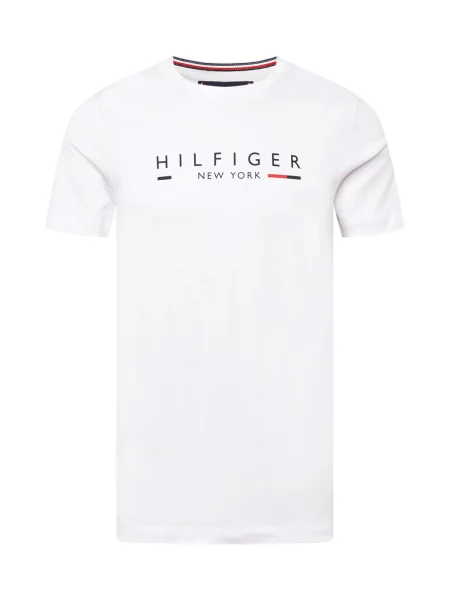 TOMMY HILFIGER Tricou Slim NYC Logo bleumarin / roșu alb