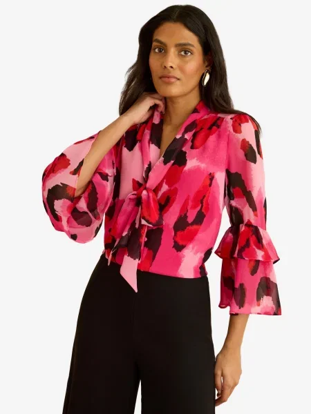 Love & roses Bluză roz / roz zmeură / roșu negru
