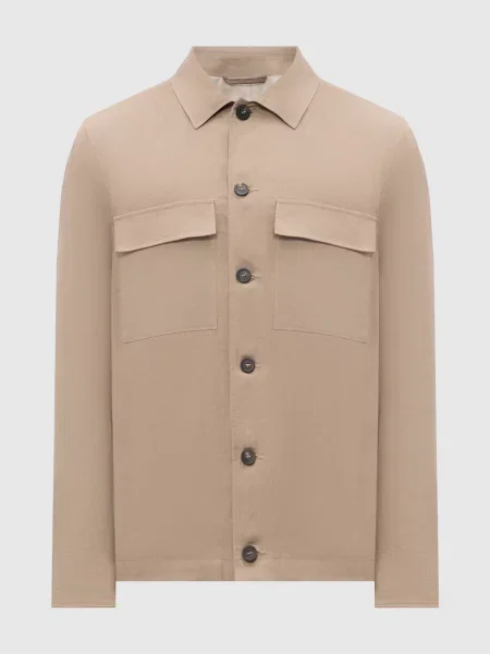 Куртка з льону в стилі сорочки Peserico коричнева