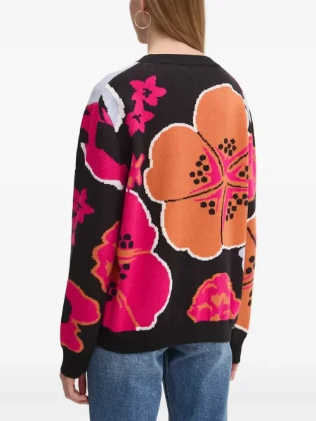 Pulover Desigual cu model floral cu imagine cu decolteu rotund negru