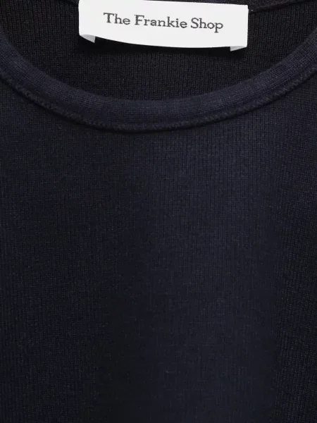 Къс тениска The Frankie Shop с кръгло деколте синьо