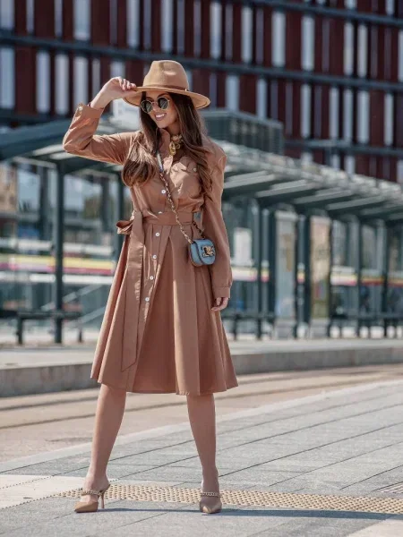 Rochie tip cămașă Cocomore maro