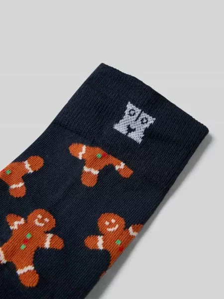 Happy Socks skarpety z drobnej dzianiny Mężczyźni niebieski wzorzysty granatowe