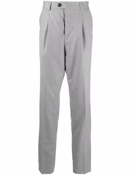 Plisované kalhoty Brunello Cucinelli šedé
