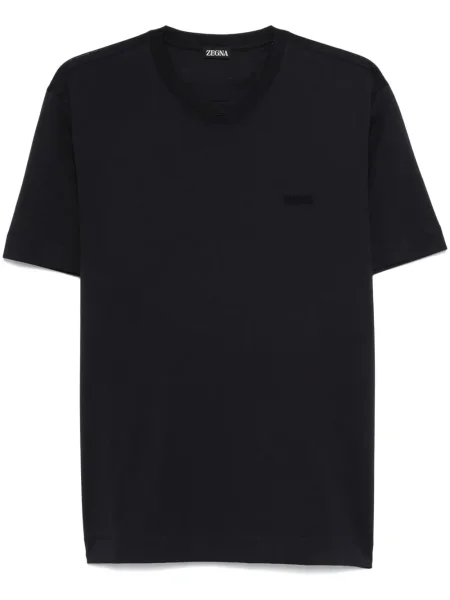 Tricou Zegna cu broderie albastru