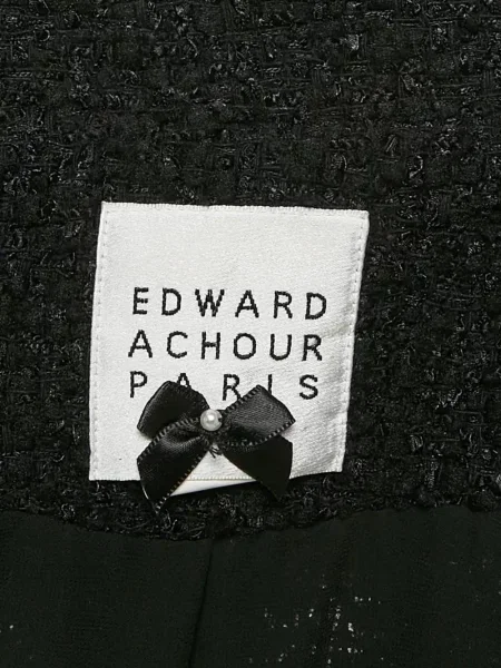 Παλτό Edward Achour Paris με απλικέ tweed μαύρο