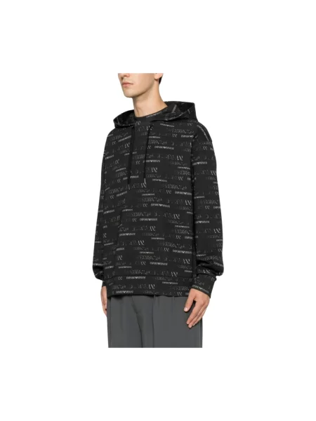 Bluza z kapturem Emporio Armani z kapturem niebieska
