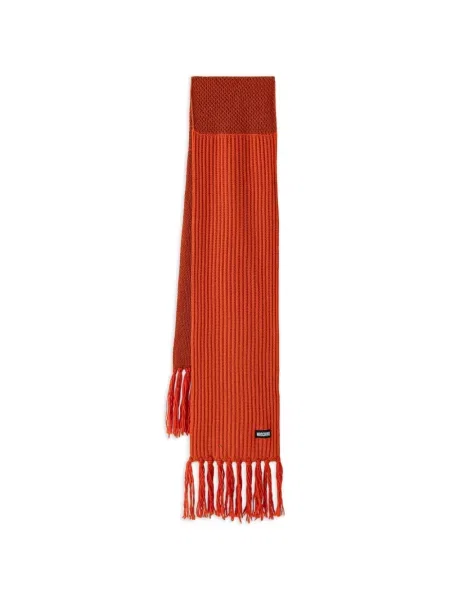 Fular Moschino cu franjuri tricotate portocaliu
